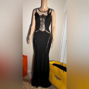 Black lace cut out gown